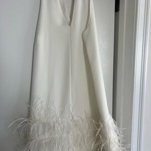 Sam Edelman White Feather Trim Dress